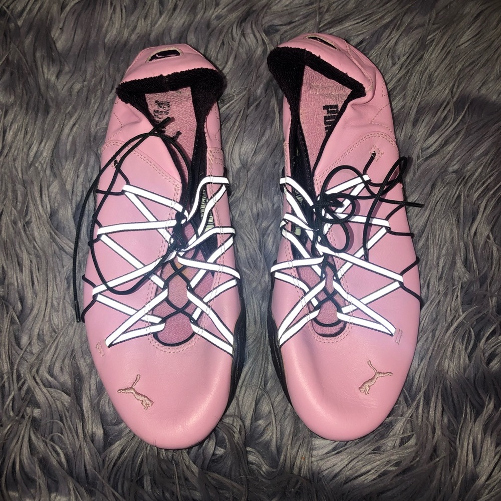 Puma Pink Leather Strappy Ballet Flats Size 8